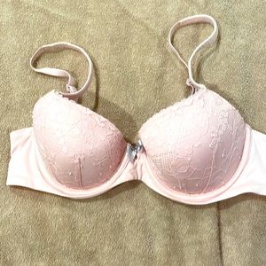 VS Body by Victoria lined Demi pink with lace (no show) 36B like new worn once
